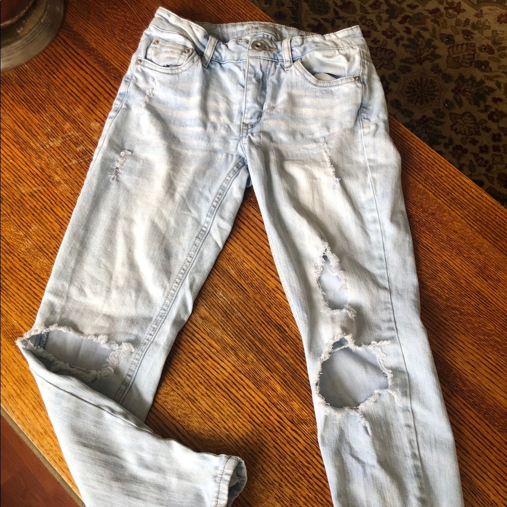 Rue 21 distressed mid rise ankle jeggings, size 2